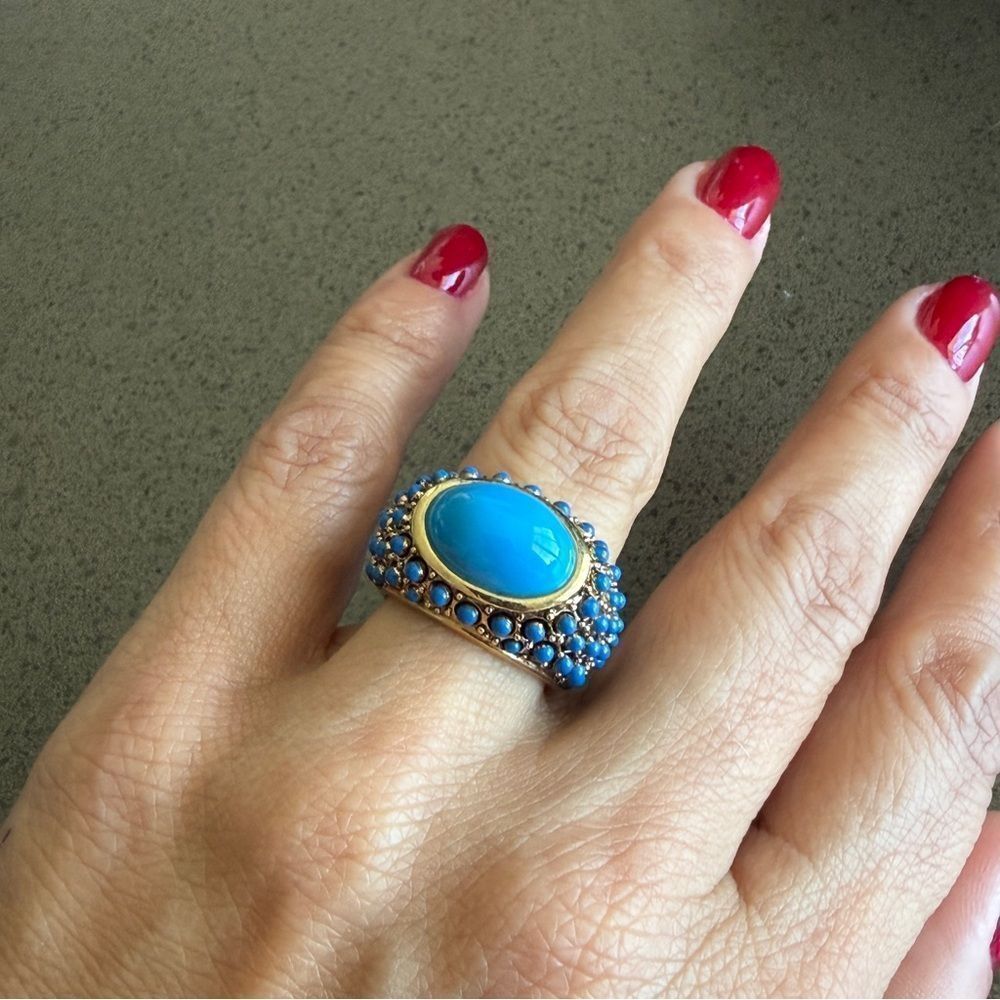 Bold Chunky Turquoise Cabochon Statement Rings - Picture 4 of 9